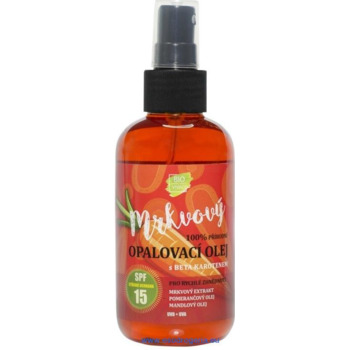 100% Prírodný opaľovací olej s mrkvovým extraktom SPF 15